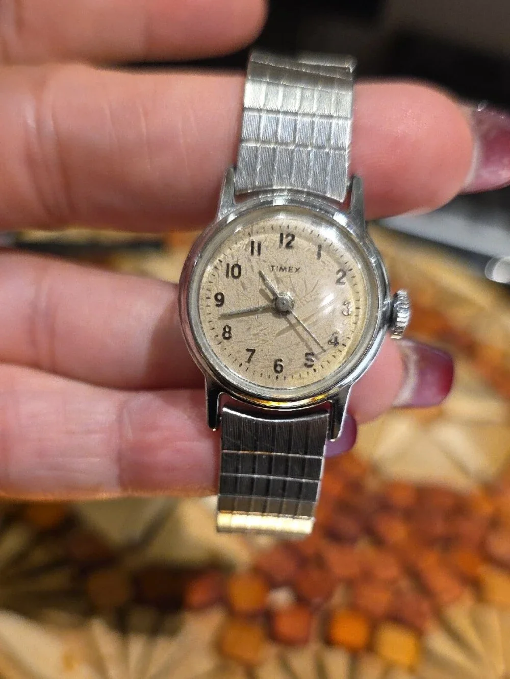 Timex Silver Watch with Champagne Dial (Works )